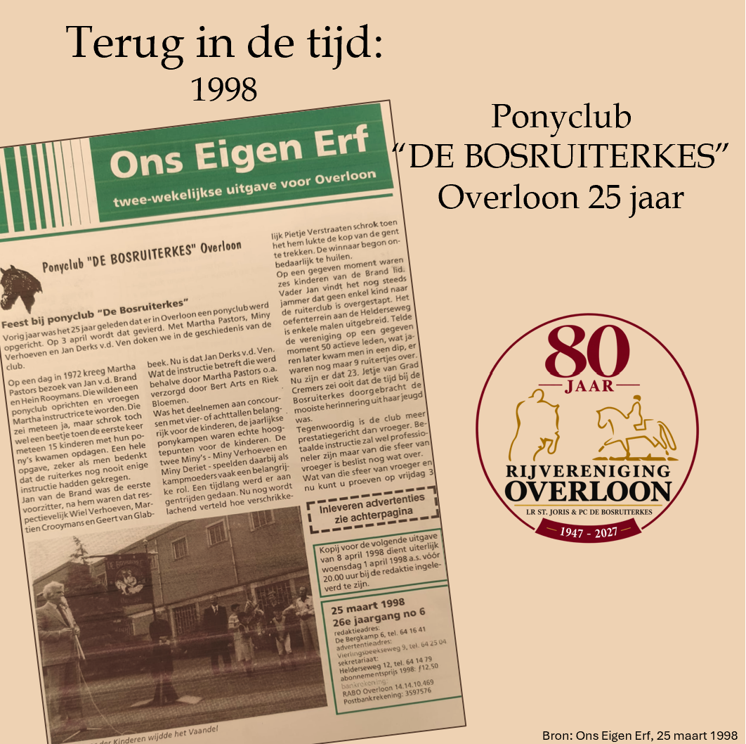 Terug naar 1998: 25 jaar Ponyclub De Bosruiterkes